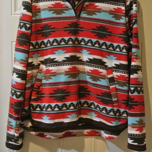 WOMENS 1XAZTEC 1/4 ZIP FLEECE PULLOVER - Picture 2 of 5